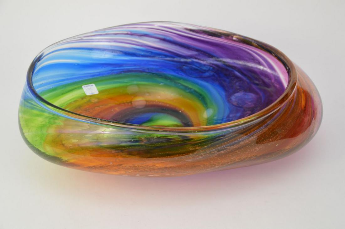Leon Applebaum Art Glass Centerpiece Bowl signed on the (1 of 9)