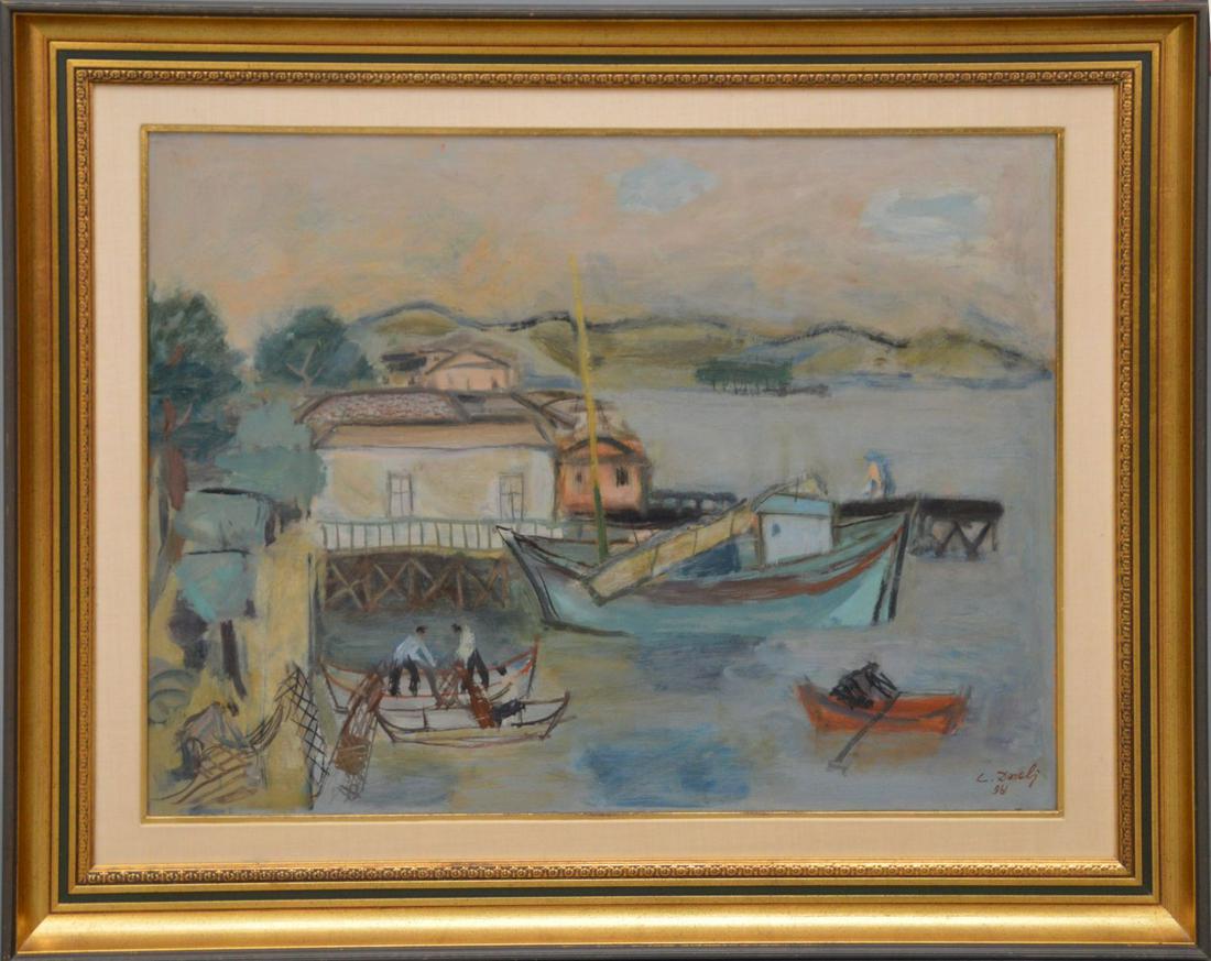 Cevat Dereli (Turkey 1900 - 1989) oil on board, Fishing (1 of 5)