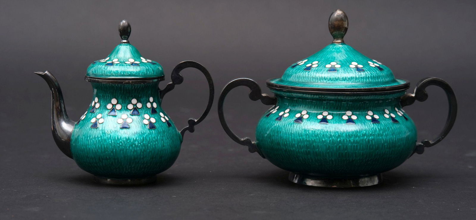 2 Pieces Chinese / Japanese Silver & Enamel Sugar & (1 of 9)