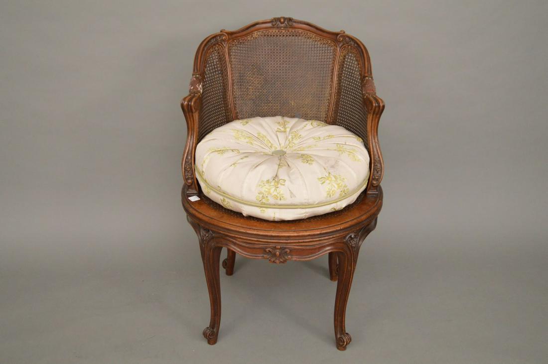 19th c. French Caned Swivel Chair (2 Holes) (1 of 5)