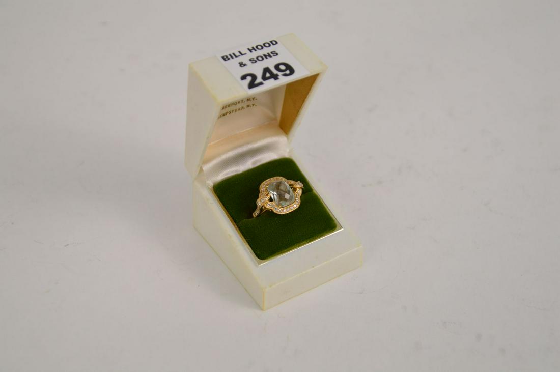 18kt Yellow Gold Diamond & Aquamarine Ring, Size 6, 7.3 (1 of 7)