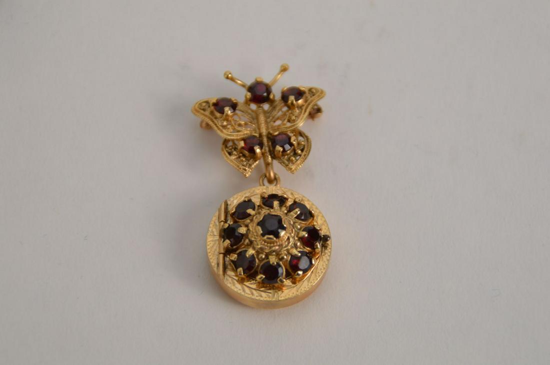 14kt Yellow Gold Garnet Ladies Lapel Watch, 19.8 grams (1 of 4)