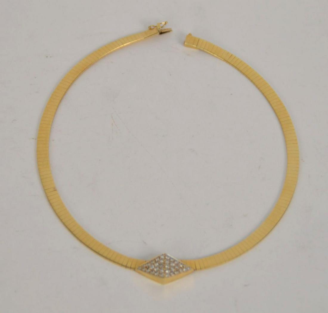 14kt Yellow Gold & Diamond Necklace, 40 grams Length: 14kt Yellow Gold & Diamond Necklace, 40 grams Length 16" x .25" w. approx 1.5 tcw