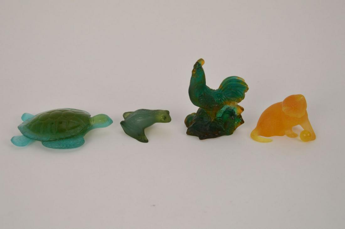 FOUR FRENCH DAUM & LALIQUE COLORED ART GLASS ANIMAL (1 of 5)
