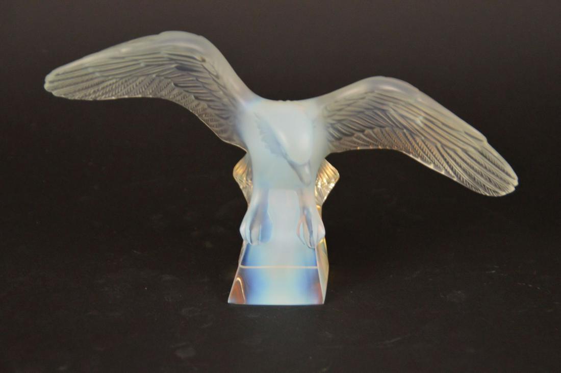 LALIQUE FRANCE OPALESCENT CRYSTAL FLYING EAGLE FIGURE - (1 of 5)