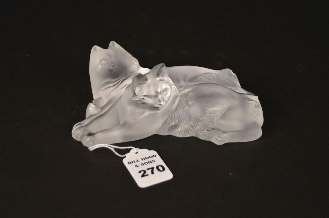 LALIQUE CRYSTAL HAPPY & HEGGIE CAT FIGURE - Lalique (1 of 4)