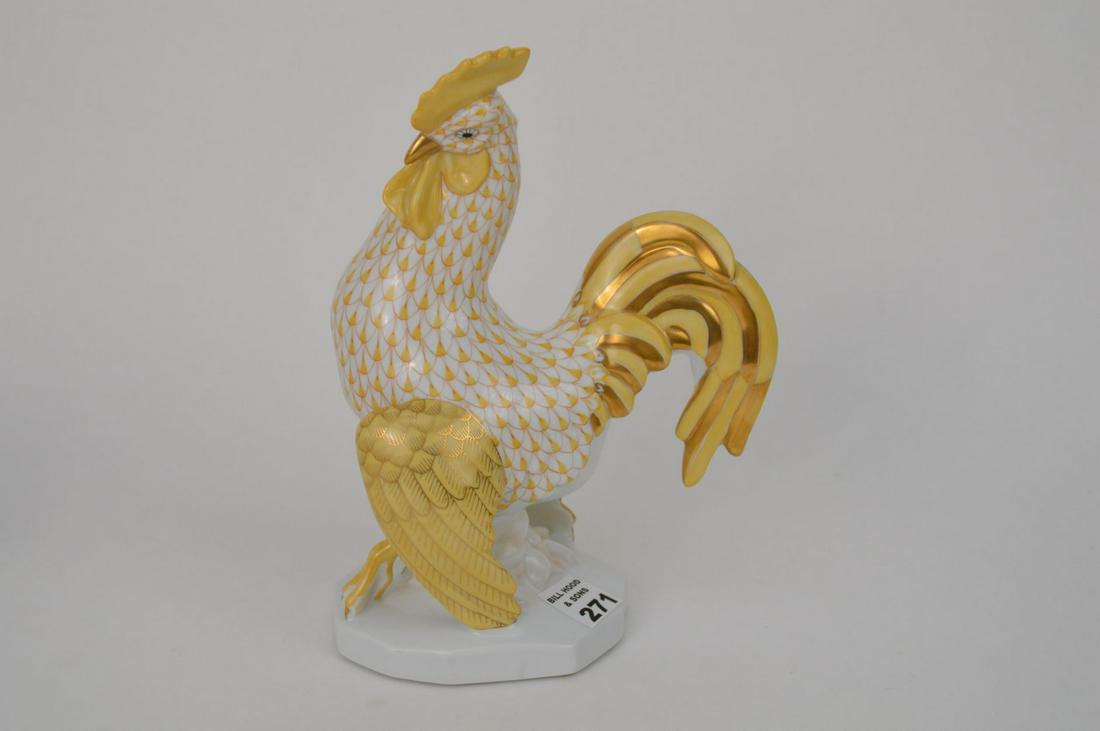 HEREND PORCELAIN BUTTERSCOTCH ROOSTER FIGURE- Herend (1 of 6)