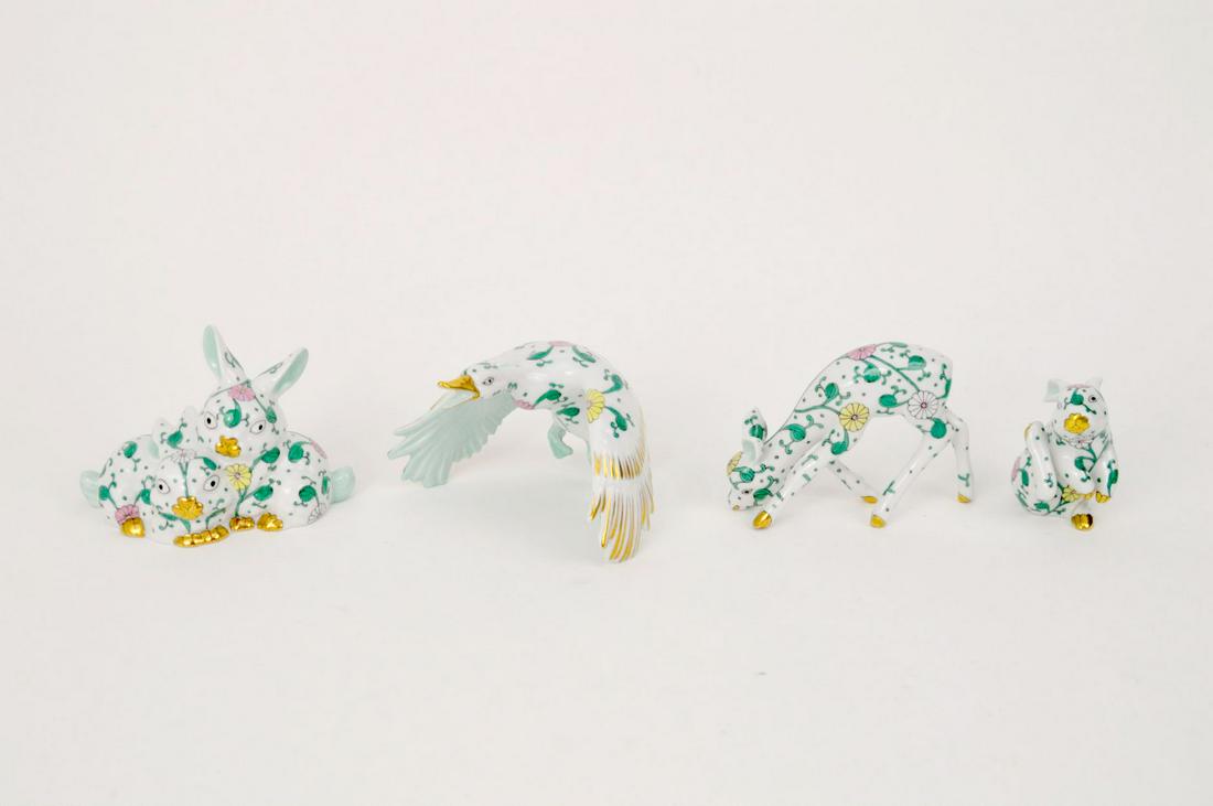 GROUP OF FOUR HEREND SIANG BLANC PORCELAIN FIGURES - (1 of 8)