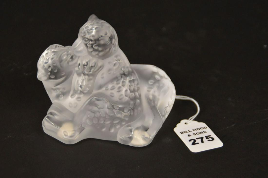 LALIQUE CRYSTAL "MADRAS" JAGUAR CUBS FIGURE - Lalique (1 of 5)