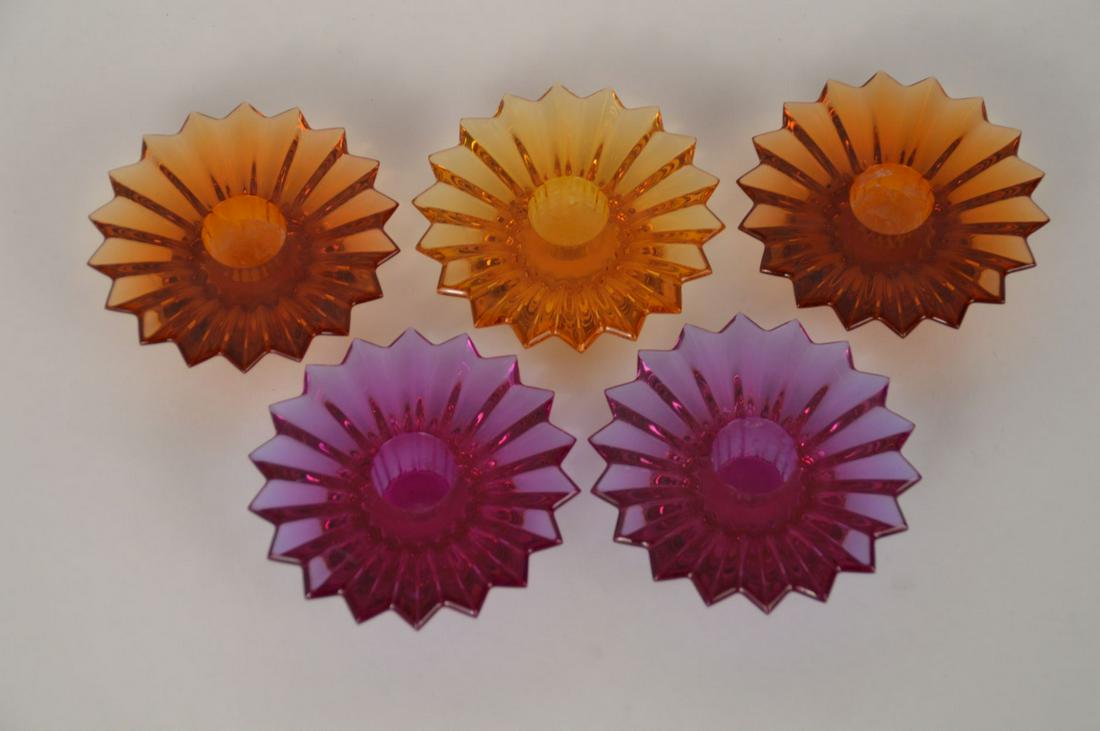 FIVE BACCARAT CRYSTAL "MILLE NUITS" CANDLE HOLDERS - (1 of 7)