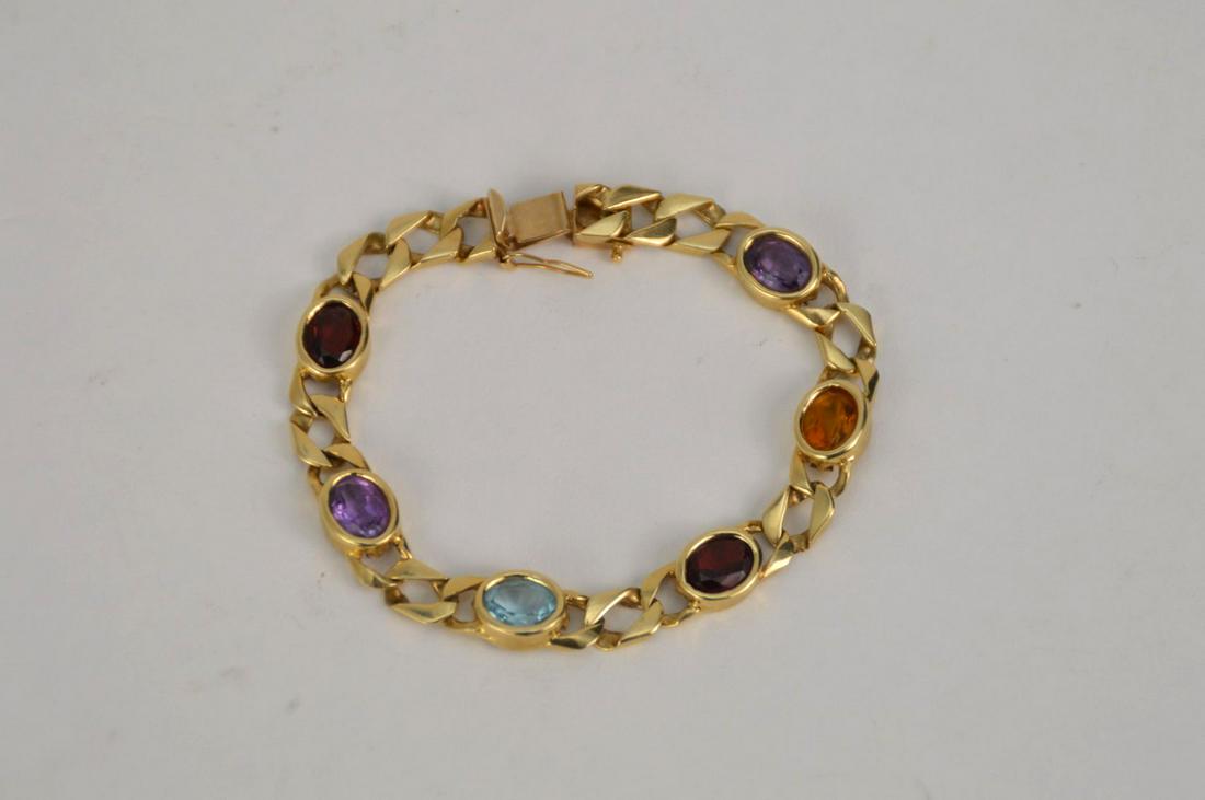 14kt Yellow Gold & Multi Stone Bracelet, 19.3 grams 7" (1 of 3)
