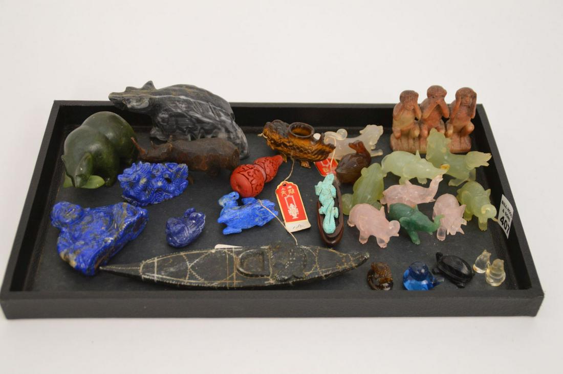 Lot of Assorted Hardstone Miniatures, Tiger Eye, Lapis, (1 of 6)