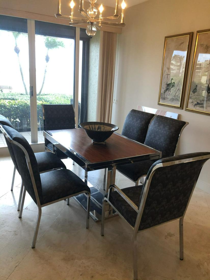 Modern Italian Table, Chrome & Wood Laminate (2 (1 of 12)