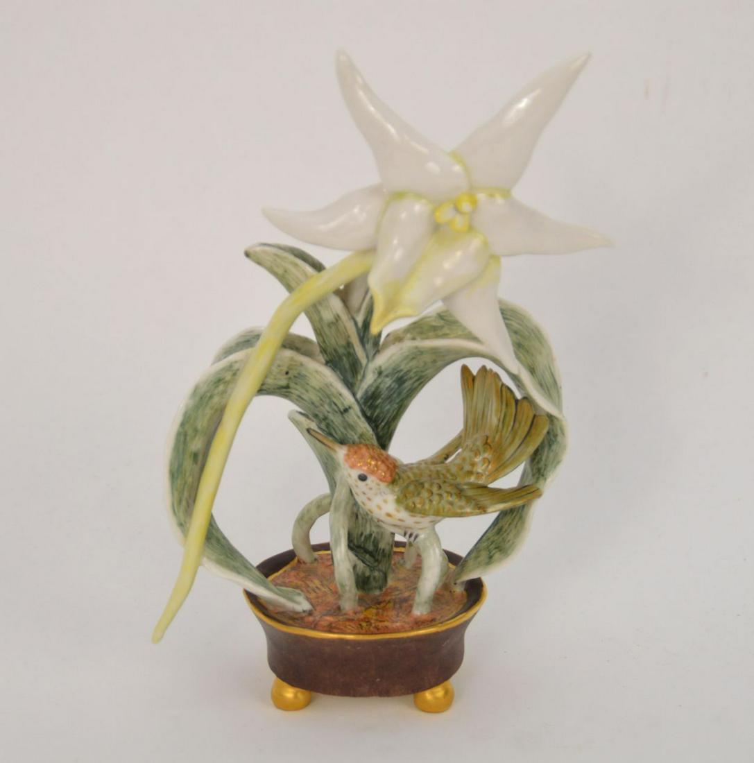 Nymphenberg Porcelain Orchid Hummingbird, 7 1/2"h: Nymphenberg Porcelain Orchid Hummingbird, 7 1/2"h