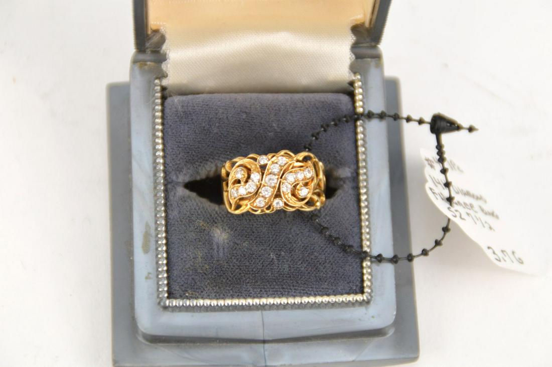 Vintage 14kt Gold Cocktail Ring, Diamond Filigree, 3.7 (1 of 5)