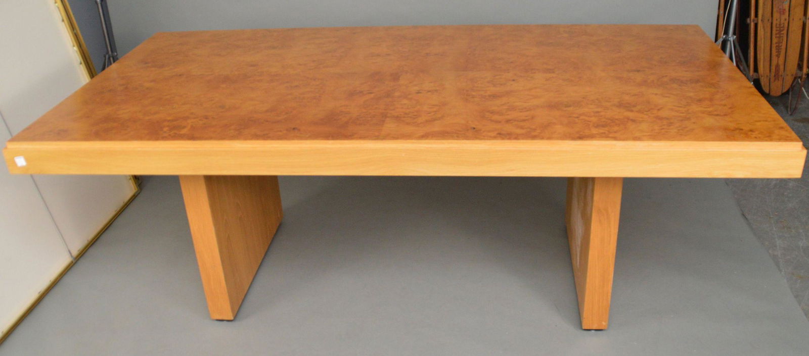 Parsons Style Burled Wood Dining Table, 29"h x 78"w x (1 of 5)