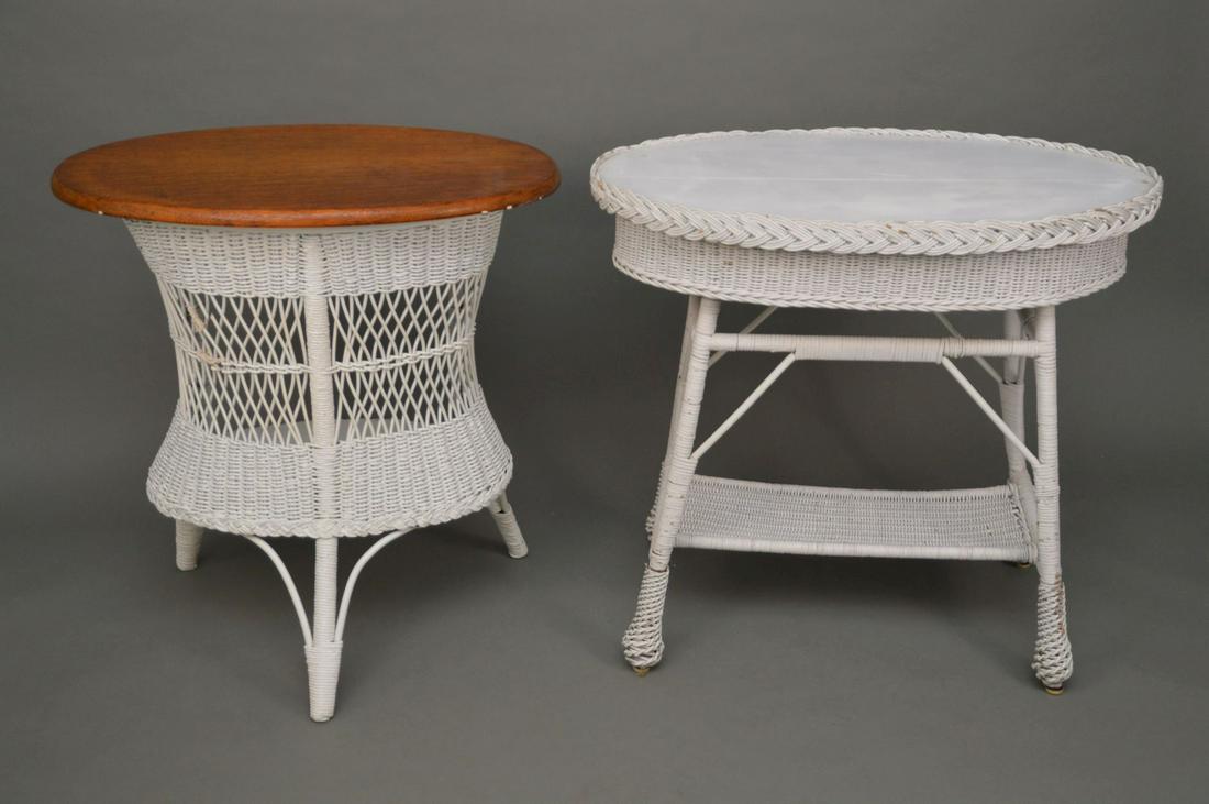 2 Oval Occasional Wicker Tables, 30"h x 32"w largest (1 of 7)