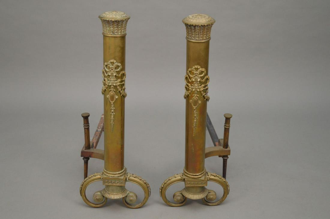 Oversized Fabulous Brass Andirons, Circa 1900, 30"h: Oversized Fabulous Brass Andirons, Circa 1900, 30"h