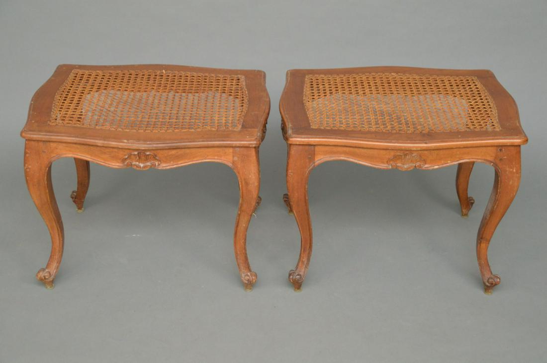Pair Caned Country French Stools, 15"h x 20"w x 16 (1 of 4)