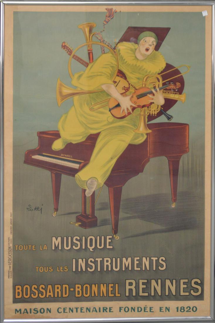 Betto Lotti French Posters For "Musique Instruments: Betto Lotti French Posters For "Musique Instruments Rennes" 1925, Vercasson Paris Publisher, 64" x 42", Guaranteed Original, Superb Condition