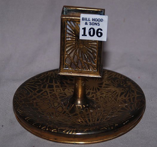 Tiffany Studios New York bronze pine cone match ho: Tiffany Studios New York bronze pine cone match holder #958