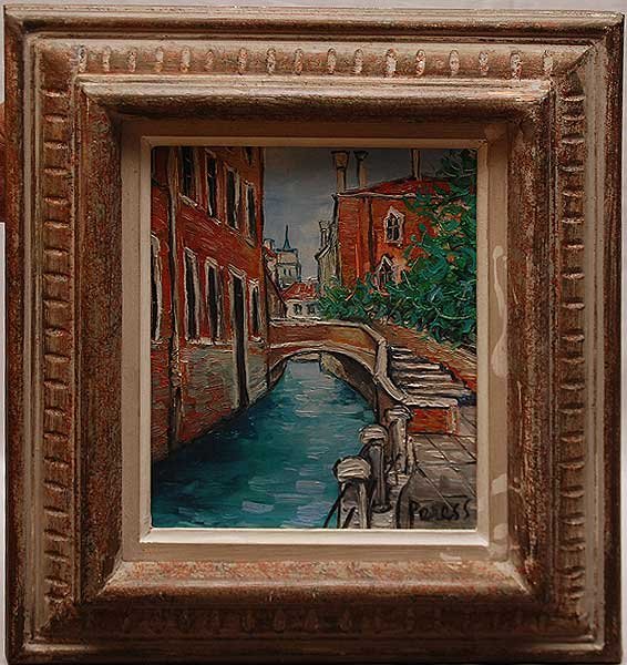 Pierre Peress (FRENCH, 1919-1990) oil on canvas, V: Pierre Peress (FRENCH, 1919-1990) oil on canvas, Venice Canal Scene, 9-1/2 x 7-1/2"