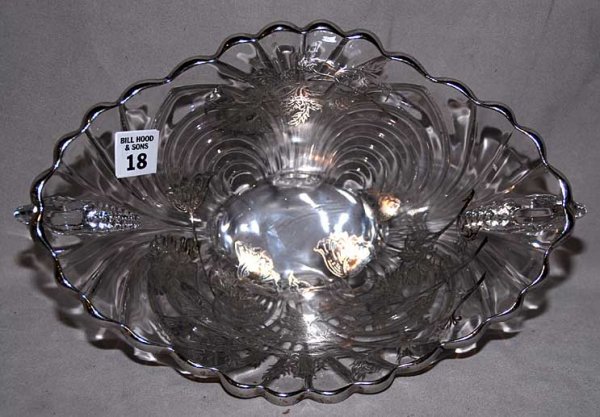 Silver overlay fruit bowl, 12"L x 4"h x 8"w: Silver overlay fruit bowl, 12"L x 4"h x 8"w