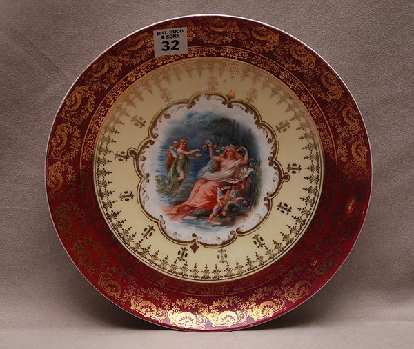 Austrian porcelain plate with angelic scene and gol