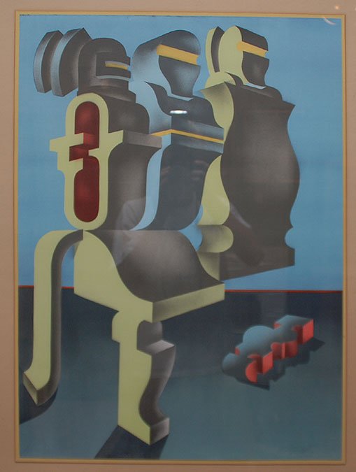 Belkin Arnold (Can/Mexican 1930-1992).Lithograph "T: Belkin Arnold (Can/Mexican 1930-1992).Lithograph "The Three Robots" signed lower right and numbered 1/90 lower left, with publisher's stamp. 22"x32" & 28"x36" with frame.