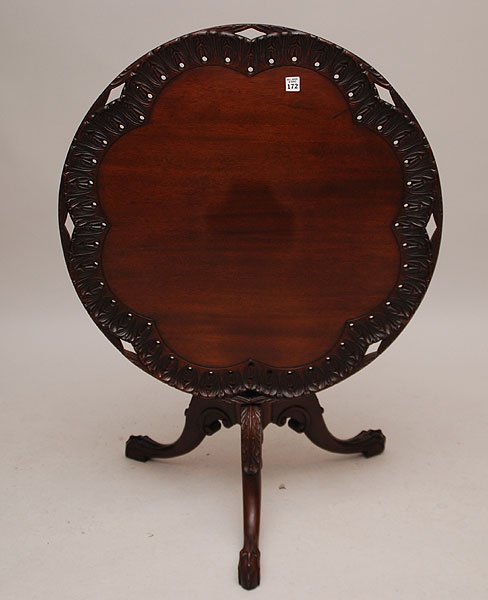 Mahogany Carved Piecrust Tilt-top Table. Conditio