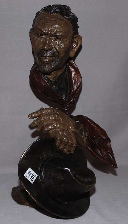 Bronze Sculpture Cowboy, signed Mark Hopkins: Bronze Sculpture of Western Cowboy, signed Mark Hopkins '97, numbered 106/250