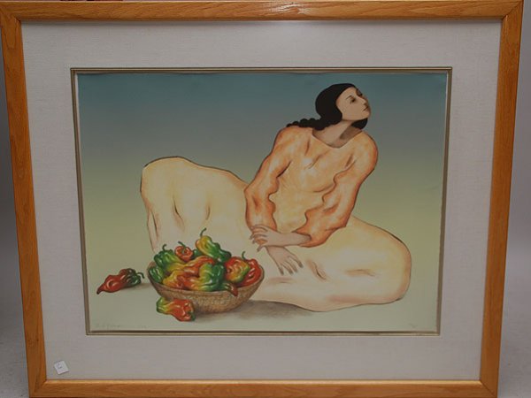 R.C. Gorman (American 1932 - 2005) Lithograph, Lad: R.C. Gorman (American 1932 - 2005) Lithograph, Lady w/ Peppers, pencil signed and numbered 79/250, 22" x 30"