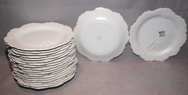20 White leaf form Wedgwood salad plates, 8" diame