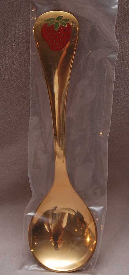Georg Jensen spoon with 3 strawberries at handle,: Georg Jensen spoon with 3 strawberries at handle, in original box, 6"L