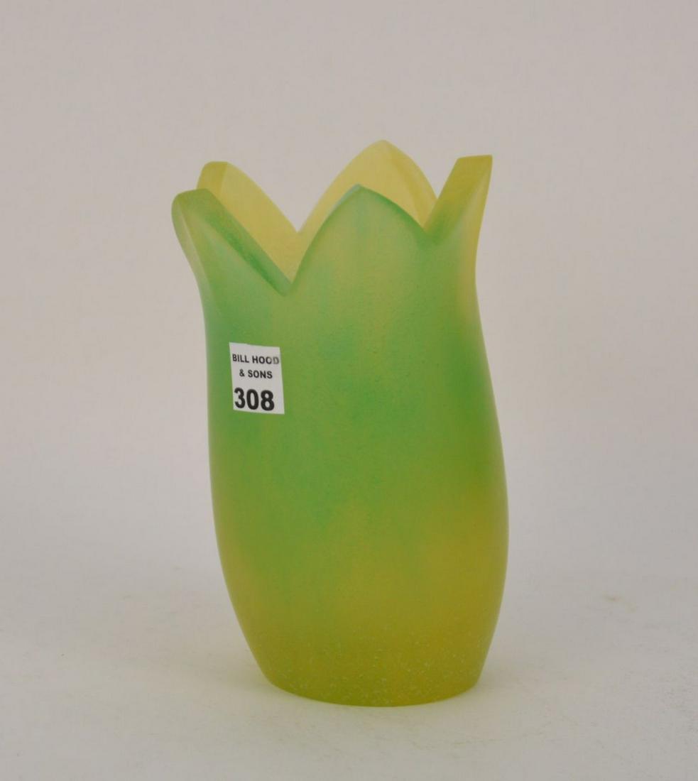 DAUM PATE DE VERRE CRYSTAL GREEN ENZO MORI VASE - (1 of 3)