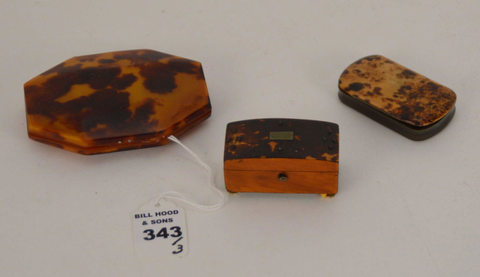 THREE 19TH CENTURY TORTOISE-STYLE BOXES - Largest - 4" (1 of 6)