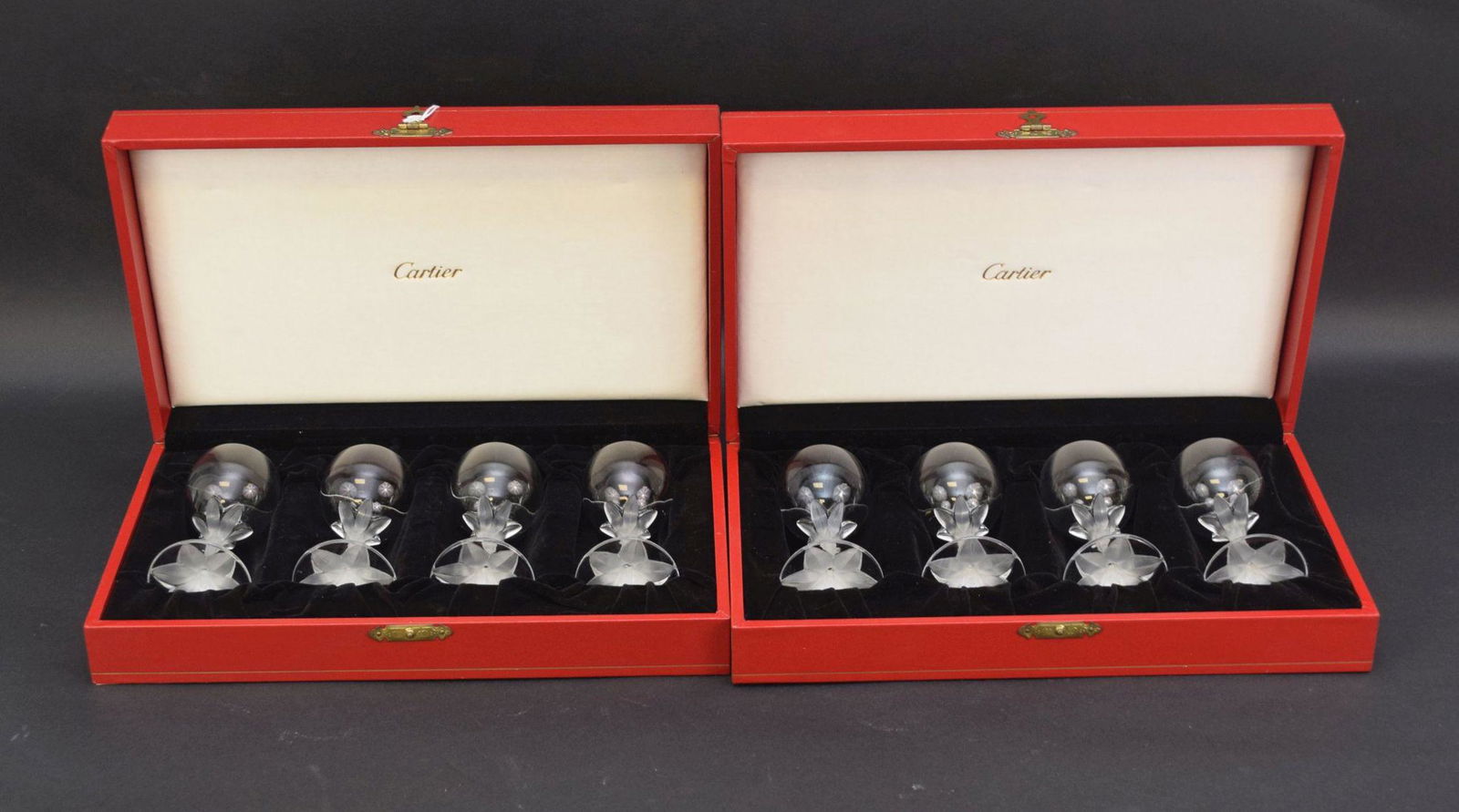 SET OF 8 CARTIER CRYSTAL STEM GLASSWARE - Two boxes of (1 of 8)