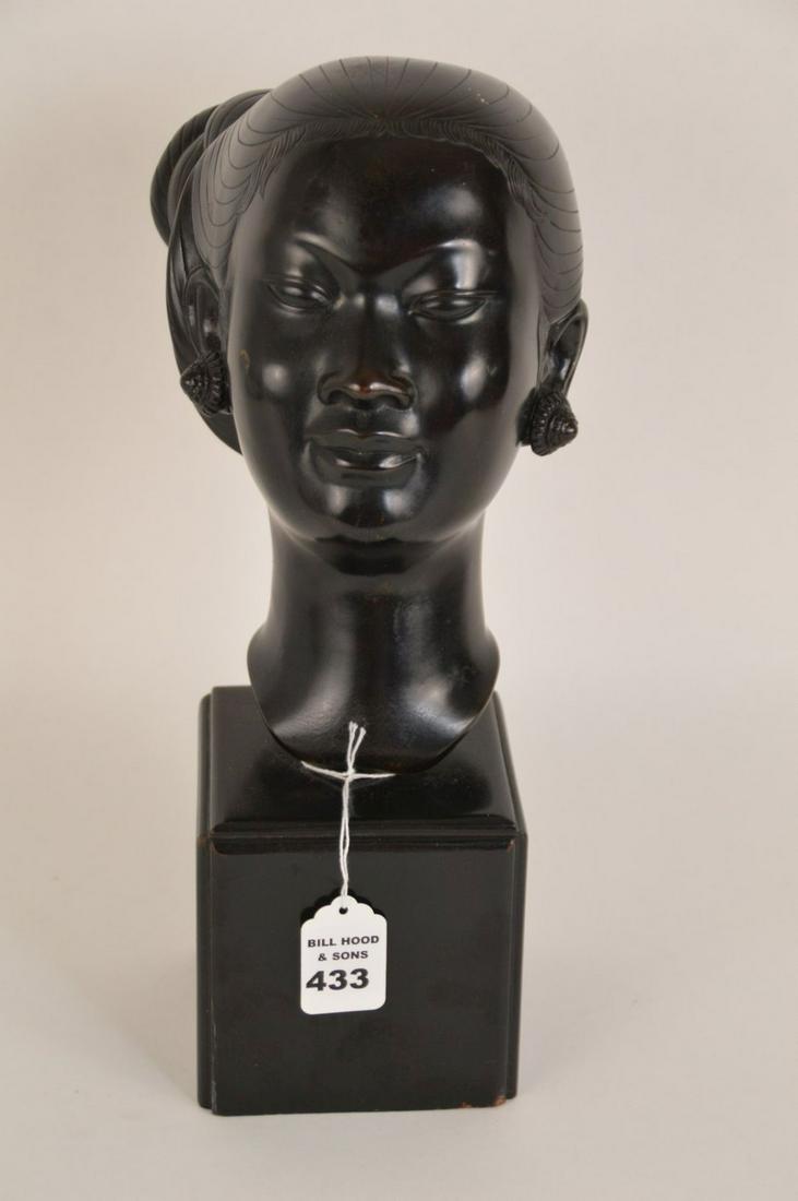 SIGNED ASIAN PATINATED BRONZE FEMALE BUST - Early 20th (1 of 6)