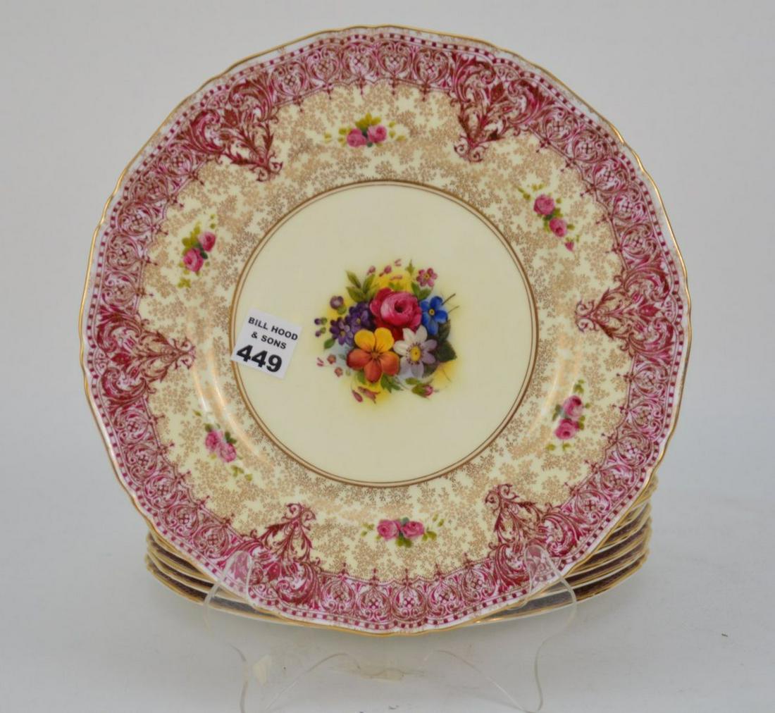 12 ROYAL WORCESTER PORCELAIN DINNER PLATES - Cranberry (1 of 5)