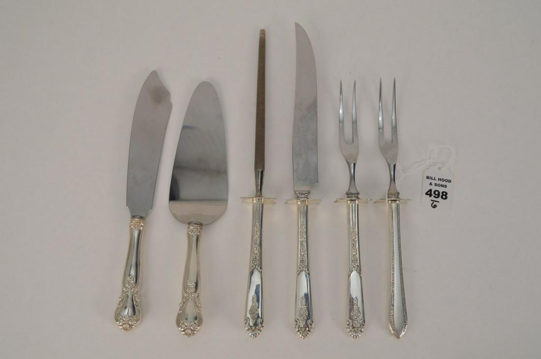 SIX STERLING HANDLED SERVING PIECES - Each features a (1 of 3)