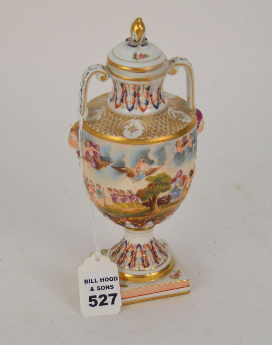 SMALL CAPODIMONTE PORCELAIN URN - On a pedestal base (1 of 6)