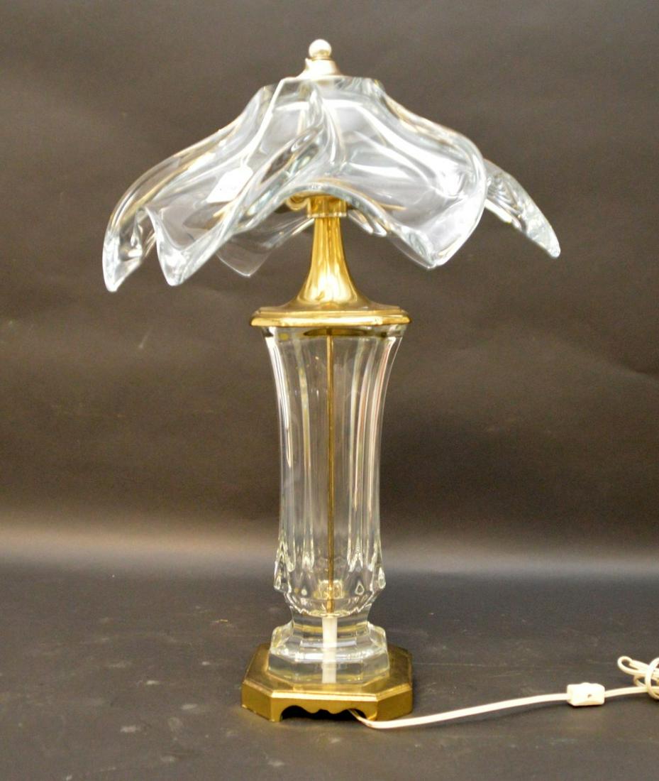 COFRAC ART VERRIER FRENCH CRYSTAL & BRASS TABLE LAMP - (1 of 5)