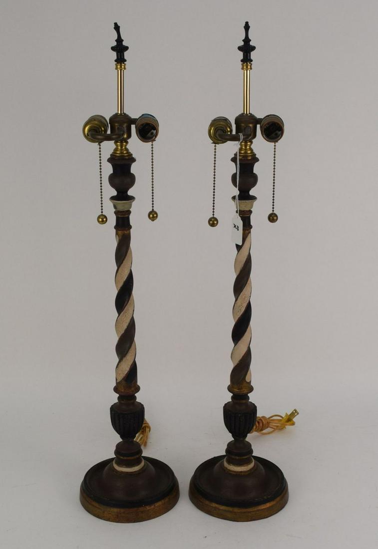 PAIR OF CARVED GILTWOOD CANDLESTICKS NOW ELECTRIFIED AS (1 of 6)