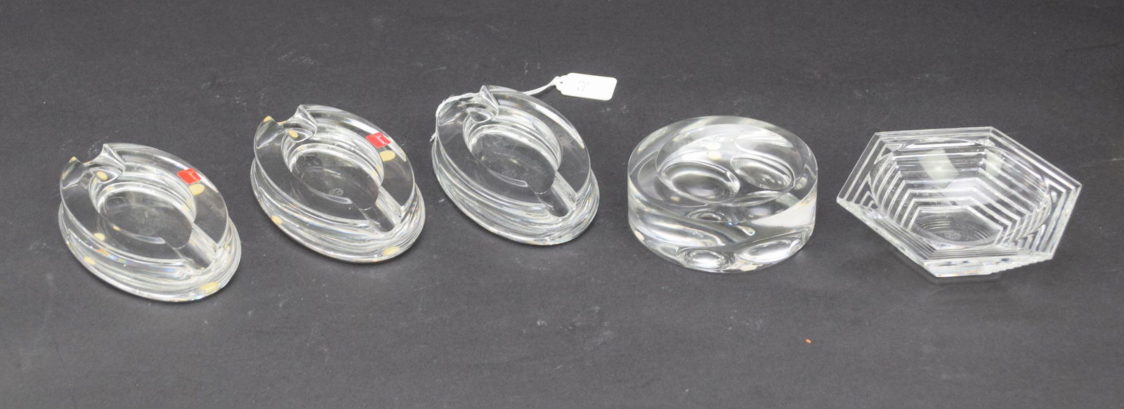 FIVE BACCARAT CRYSTAL TRINKET DISHES ASHTRAYS - (1 of 7)