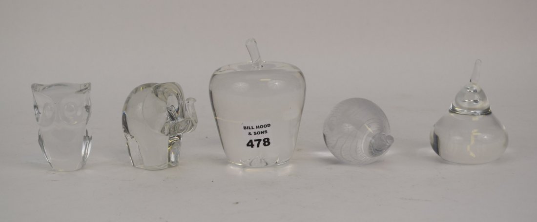 5 Crystal pcs, Apple & Pear signed Steuben (1 of 7)