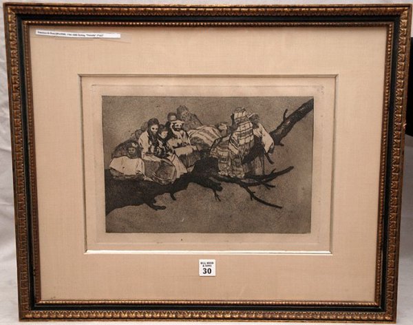 Francisco de Goya (Spanish 1746-1828) etching "Prov: Francisco de Goya (Spanish 1746-1828) etching "Proverbs" 9" x 12" sight