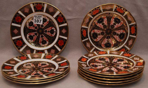 Royal Crown Derby "Old Imari" pattern #1128, 10 pl: Royal Crown Derby "Old Imari" pattern #1128, 10 plates, 6 1/2"dia