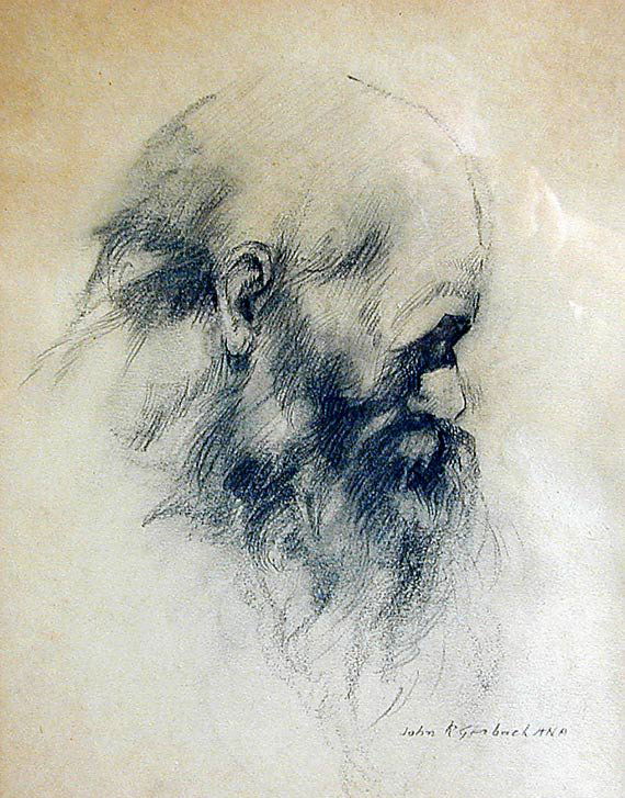 JOHN R. GRABACH (Amer 1880-1981) PENCIL DRAWINGSig: JOHN R. GRABACH (Amer 1880-1981) PENCIL DRAWINGSigned pencil drawing "Portrait of Man", 12" x 9".