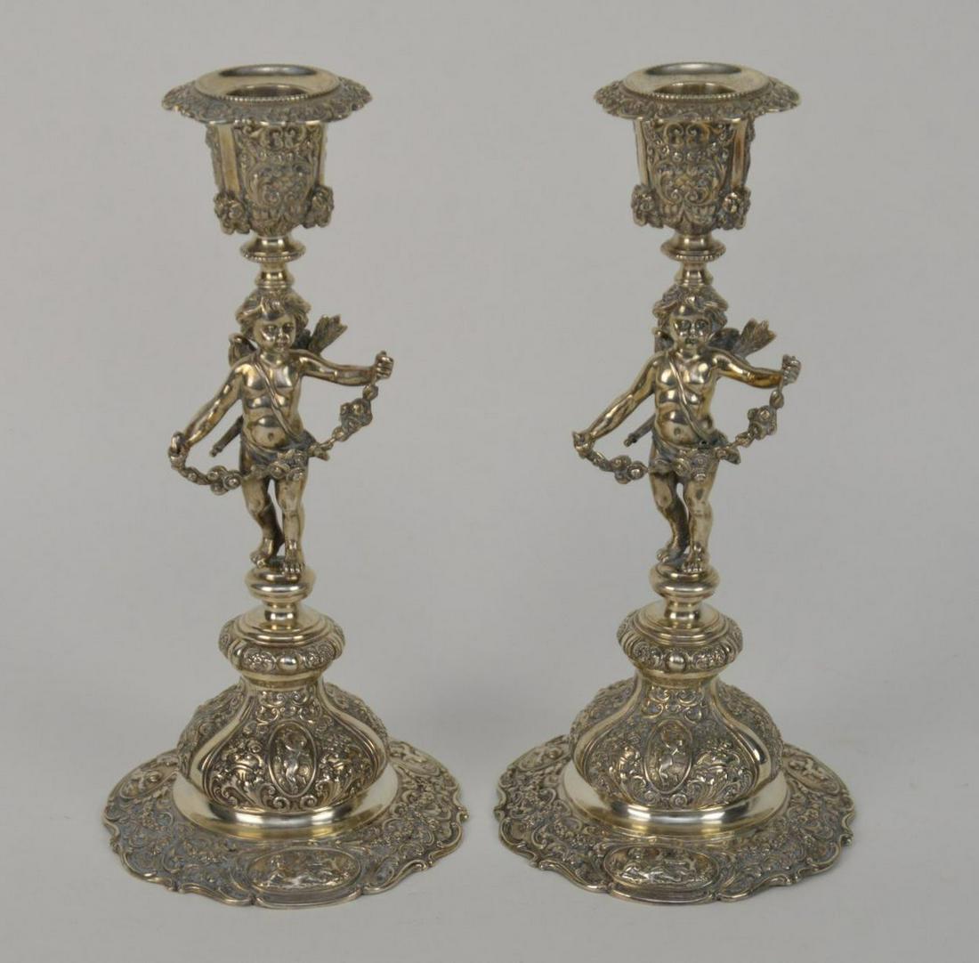 Pair Antique German 800 Silver Figural Cupid (1 of 6)
