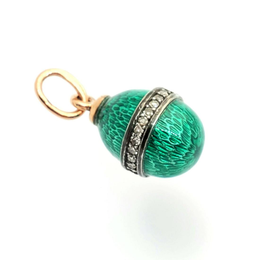 Antique Vintage Russian Gold Diamond Enamel Easter Egg, (1 of 5)